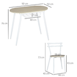 HOMCOM-Sedie-e-Tavolo-da-Pranzo-Set-3-Pezzi-con-2-Sedie-e-Tavolo-Ovale-con-Ripiano-in-MDF-e-Acciaio