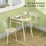 HOMCOM-Sedie-e-Tavolo-da-Pranzo-Set-3-Pezzi-con-2-Sedie-e-Tavolo-Ovale-con-Ripiano-in-MDF-e-Acciaio