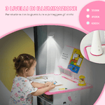 HOMCOM-Banco-Scuola-con-Sedia-per-Bambini-6-12-Anni-Altezza-Regolabile-Lampada-LED-Leggio-e-Portapenne-Acciaio-e-MDF-Rosa