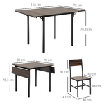 HOMCOM-Set-Tavolo-e-Sedie-3-Pezzi-in-Truciolato-e-Acciaio-Tavolo-da-Pranzo-Pieghevole-e-2-Sedie-Moderne