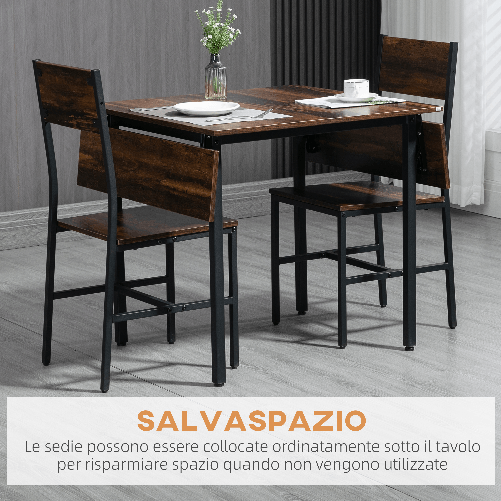 HOMCOM-Set-Tavolo-e-Sedie-3-Pezzi-in-Truciolato-e-Acciaio-Tavolo-da-Pranzo-Pieghevole-e-2-Sedie-Moderne