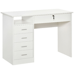 HOMCOM Scrivania per Camera o Ufficio in Legno con 2 Cassetti e 2 Chiavi, 110x50x76cm - Bianco