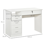 HOMCOM-Scrivania-per-Camera-o-Ufficio-in-Legno-con-2-Cassetti-e-2-Chiavi-110x50x76cm---Bianco