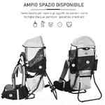 HOMCOM-Zaino-Porta-Bimbo-per-Trekking-Pieghevole-Impermeabile-e-con-Tettuccio-Rimovibile-Grigio