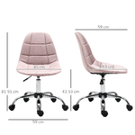 Vinsetto-Sedia-da-Ufficio-Girevole--Design-Ergonomico-e-Regolabile-Senza-Braccioli-Rosa-59x59x81-91cm