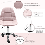 Vinsetto-Sedia-da-Ufficio-Girevole--Design-Ergonomico-e-Regolabile-Senza-Braccioli-Rosa-59x59x81-91cm