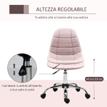 Vinsetto-Sedia-da-Ufficio-Girevole--Design-Ergonomico-e-Regolabile-Senza-Braccioli-Rosa-59x59x81-91cm