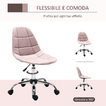 Vinsetto-Sedia-da-Ufficio-Girevole--Design-Ergonomico-e-Regolabile-Senza-Braccioli-Rosa-59x59x81-91cm