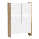 HOMCOM Armadietto a Due Ante per Bagno, Mobiletto da Ingresso o Camera in Legno Color Rovere e Bianco, 60 x 25 x 90cm