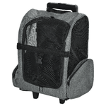 PawHut Trasportino Zaino  2 in 1 per Cani e Gatti con Tasche Laterali, Maniglia Telescopica e Ruote, 42x25x55cm, Grigio