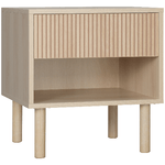 HOMCOM Comodino Moderno con Cassetto e Ripiano Aperto in Truciolato, 47x47x50 cm, Color Legno