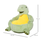 HOMCOM-Poltroncina-per-Bambini-Forma-Dinosauro-in-Peluche-con-Base-Antiscivolo-Poltrona-per-Cameretta-Verde-60x55x59cm