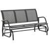 Outsunny-Panchina-a-Dondolo-da-Giardino-a-3-Posti-in-Metallo-e-Tessuto-a-Rete-Traspirante-151x75x85cm-Grigio