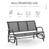 Outsunny-Panchina-a-Dondolo-da-Giardino-a-3-Posti-in-Metallo-e-Tessuto-a-Rete-Traspirante-151x75x85cm-Grigio