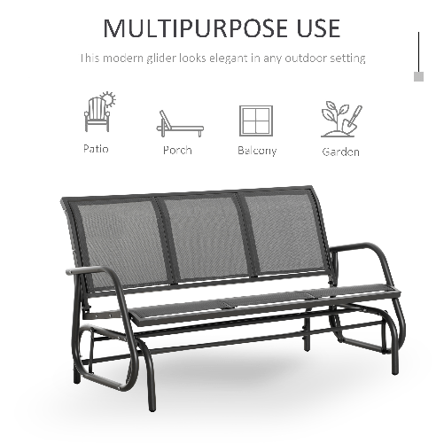 Outsunny-Panchina-a-Dondolo-da-Giardino-a-3-Posti-in-Metallo-e-Tessuto-a-Rete-Traspirante-151x75x85cm-Grigio