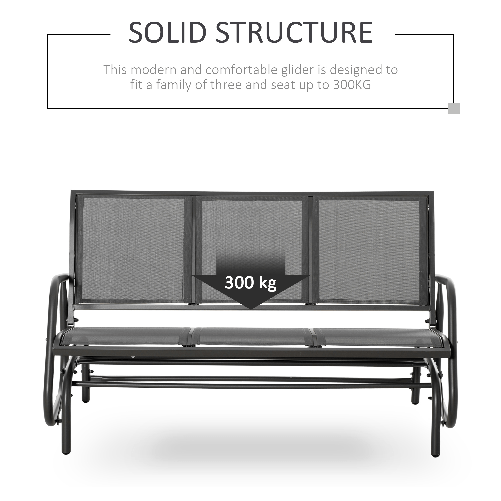 Outsunny-Panchina-a-Dondolo-da-Giardino-a-3-Posti-in-Metallo-e-Tessuto-a-Rete-Traspirante-151x75x85cm-Grigio