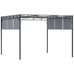 Outsunny Gazebo a Pergola 3x3m in Acciaio con Tettuccio Scorrevole e 8 Picchetti Inclusi