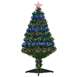 HOMCOM Albero di Natale Artificiale in PVC con 90 Luci LED e Fibre Ottiche, 90 Rami e Base Pieghevole, Φ48x90cm - Verde