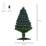 HOMCOM-Albero-di-Natale-Artificiale-in-PVC-con-90-Luci-LED-e-Fibre-Ottiche-90-Rami-e-Base-Pieghevole-Φ48x90cm---Verde