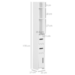 kleankin-Colonna-Bagno-con-Mensole-e-Armadietti-Mobile-Alto-Salvaspazio-in-Legno-15x17x120cm-Bianco