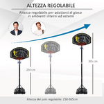 HOMCOM-Canestro-da-Basket-Altezza-Regolabile-in-Acciaio-con-Base