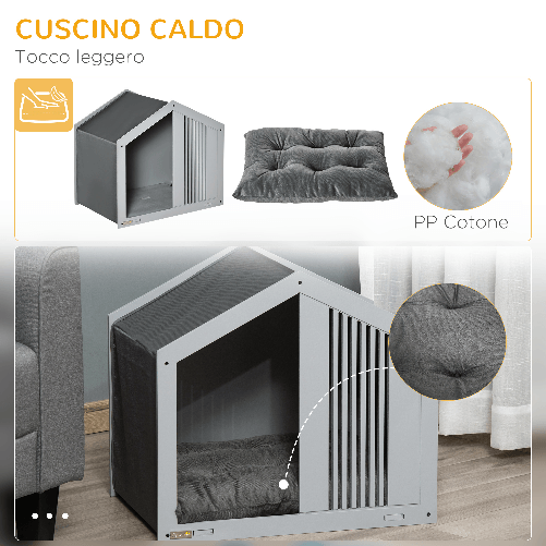 PawHut-Cuccia-per-Cani-a-Casetta-in-Tessuto-e-Legno-per-Animali-Fino-a-12kg-Grigio