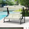 Outsunny-Dondolo-da-Giardino-3-Posti-Convertibile-in-Letto-a-Dondolo-con-Tetto-Regolabile-2-Portabicchieri-Crema-200×120×164cm
