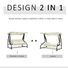 Outsunny-Dondolo-da-Giardino-3-Posti-Convertibile-in-Letto-a-Dondolo-con-Tetto-Regolabile-2-Portabicchieri-Crema-200×120×164cm
