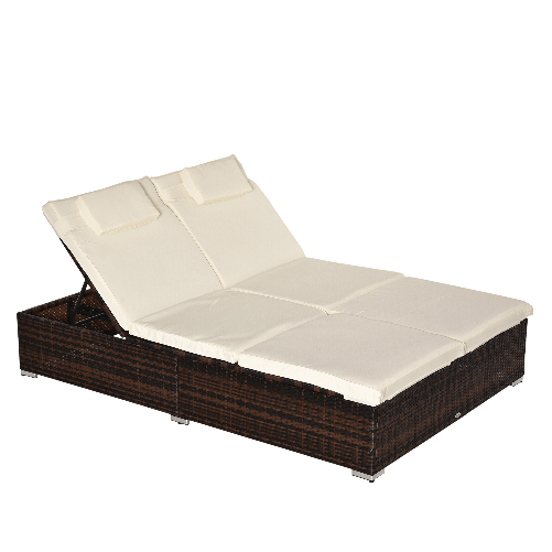Outsunny-Sdraio-da-Giardino-Doppia-con-Tettuccio-e-Schienale-5-Reclinazioni-Lettino-Prendisole-in-Rattan-PE-196x137x31cm-Bianco-Crema