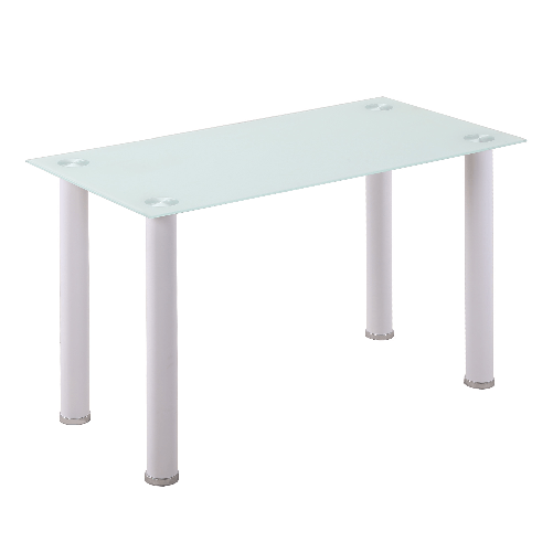 HOMCOM-Tavolo-Rettangolare-Moderno-da-Cucina-e-Soggiorno-Gambe-Rotonde-in-Metallo-e-Piano-in-Vetro-Temperato-120x60x75cm-Bianco