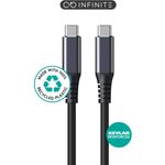 ESTUFF INFINITE USB-C Cable 2m USB4 - Gen2100W 20Gbps Black. - Recycled Plastic. Super Soft - Warranty 60M