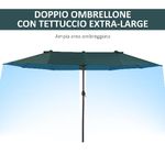 Outsunny-Ombrellone-da-Giardino-Doppio-con-Apertura-a-Manovella-in-Acciaio-e-Poliestere-455x265x238cm-Verde-Scuro