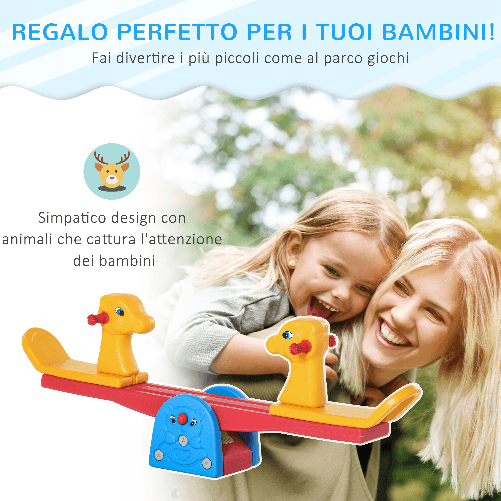 HOMCOM-Altalena-a-Bilico-con-Maniglie-Antiscivolo-per-Bambini-Eta-1-4-Anni-Plastica-HDPE-Atossica-150x32x60cm-Multicolore