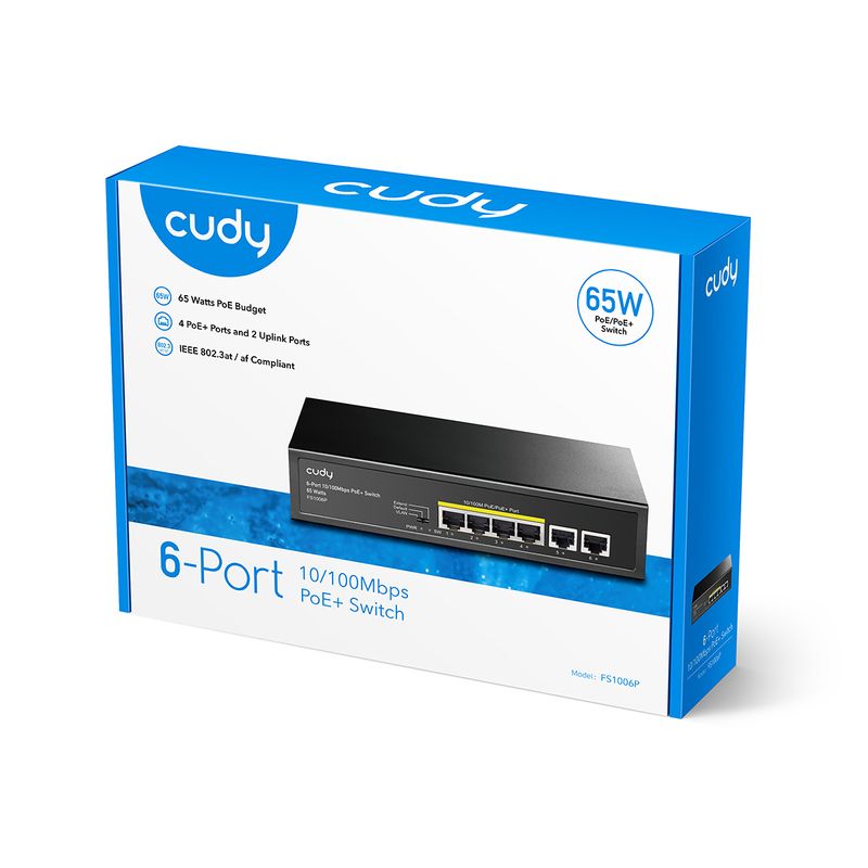 Cudy-FS1006P-switch-di-rete-Fast-Ethernet--10-100--Supporto-Power-over-Ethernet--PoE--Nero