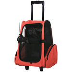 PawHut Trasportino Zaino 2 in 1 per Cani e Gatti con Tasche Laterali, Maniglia Telescopica e Ruote, 42x25x55cm, Rosso