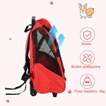 PawHut-Trasportino-Zaino-2-in-1-per-Cani-e-Gatti-con-Tasche-Laterali-Maniglia-Telescopica-e-Ruote-42x25x55cm-Rosso