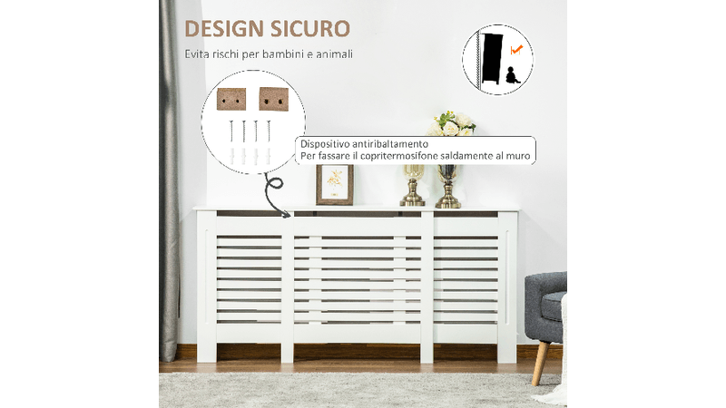 HOMCOM Mobile Copricalorifero Larghezza Regolabile e Mensola Superiore in MDF  e Legno - Bianco - PagineGialle Shop