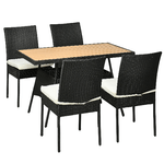 Outsunny Set da Giardino con Tavolo e 4 Sedie da Esterno in Acciaio e Rattan PE, Nero