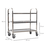 HOMCOM-Carrello-da-Cucina-3-Ripiani-Aperti-4-Ruote-Omnidirezionali-con-2-Freni-Cuscinetti-Anti-Collisione-in-Acciaio-Inossidabile-430-Argento-85x45x90cm