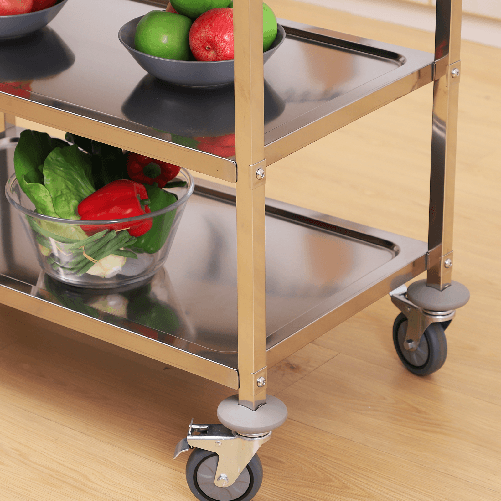 HOMCOM-Carrello-da-Cucina-3-Ripiani-Aperti-4-Ruote-Omnidirezionali-con-2-Freni-Cuscinetti-Anti-Collisione-in-Acciaio-Inossidabile-430-Argento-85x45x90cm