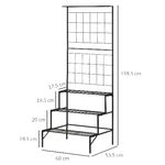 Outsunny-Scaffale-Portapiante-con-3-Ripiani-e-Pannello-Verticale-per-Piante-Rampicanti-in-Metallo-Nero