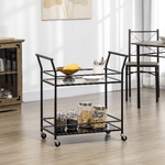 HOMCOM-Carrello-da-Cucina-a-2-Livelli-con-Piani-in-Vetro-Temperato-4-Ruote-e-Struttura-in-Metallo-75x40x80-cm-Nero