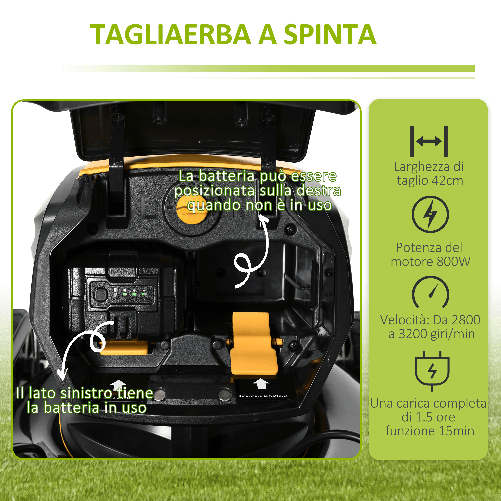 DURHAND-Tagliaerba-a-Batteria-40V-Motore-800W-Lama-da-42cm-con-6-Altezze-di-Taglio-25-75mm-e-Sacco-di-Raccolta-45L