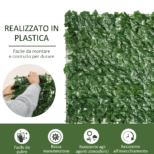 Outsunny-Rotolo-di-Siepe-Artificiale-per-Balcone-e-Giardino-in-PE-Anti-UV-con-Foglie-Verde-Scuro-300x100cm