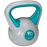 SPORTNOW Kettlebell 10kg in PU e Sabbia con Base Piatta e Impugnatura per Stacchi, Squat e Sollevamenti, 22x16x26 cm, Verde Scuro