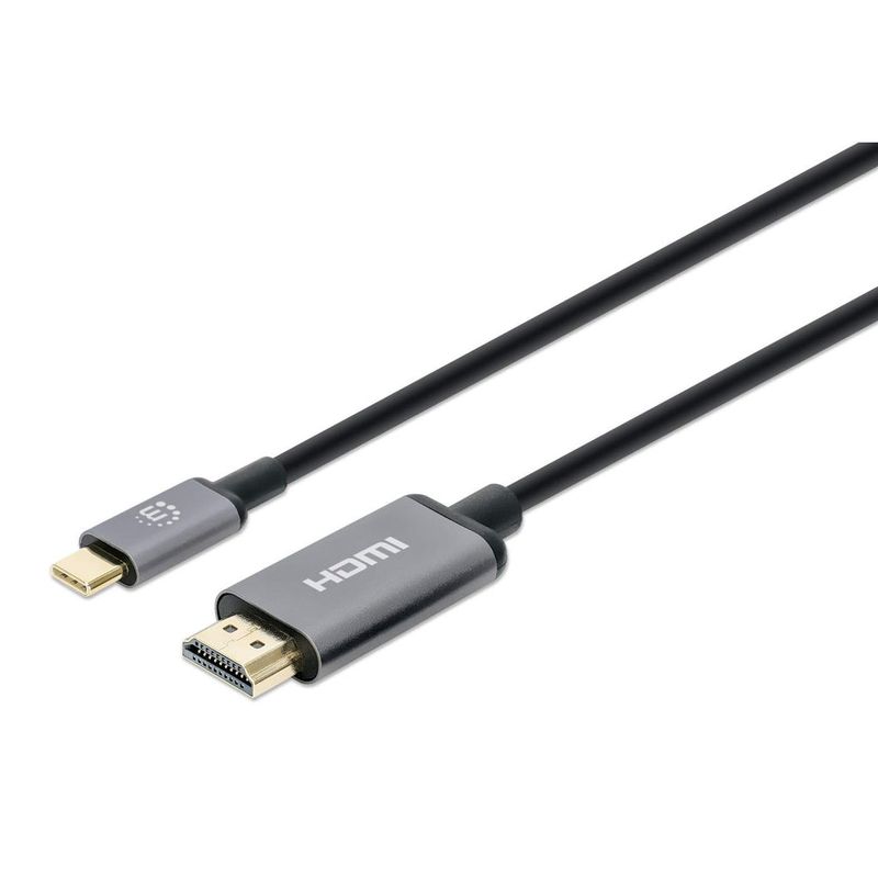 Manhattan-153607-cavo-e-adattatore-video-2-m-HDMI-tipo-A-Standard-USB-tipo-C-Nero-Argento--USB-C-to-HDMI-Cable-4K30Hz-2m