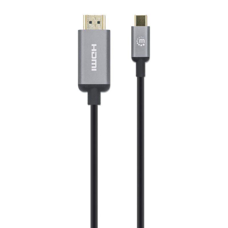 Manhattan-153607-cavo-e-adattatore-video-2-m-HDMI-tipo-A-Standard-USB-tipo-C-Nero-Argento--USB-C-to-HDMI-Cable-4K30Hz-2m