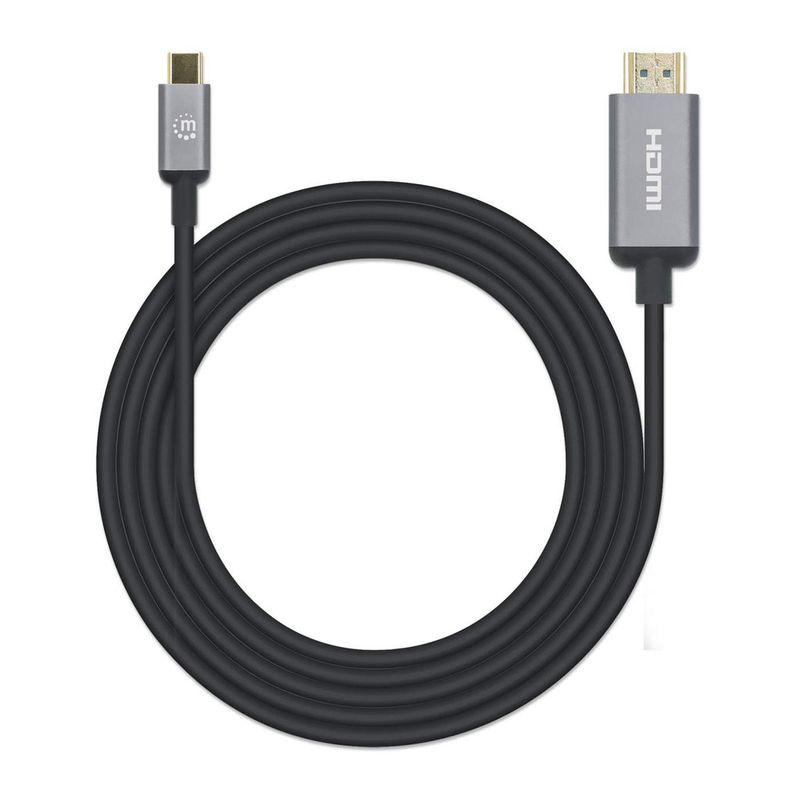 Manhattan-153607-cavo-e-adattatore-video-2-m-HDMI-tipo-A-Standard-USB-tipo-C-Nero-Argento--USB-C-to-HDMI-Cable-4K30Hz-2m