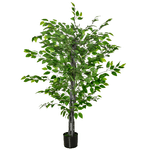 HOMCOM Pianta Artificiale di Ficus Alta 135cm con Vaso per Interno ed Esterno, Verde