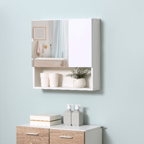 kleankin-Armadietto-Specchiera-Bagno-Mobiletto-Bagno-Pensile-con-Fissaggio-a-Muro-54x15x55cm-Bianco